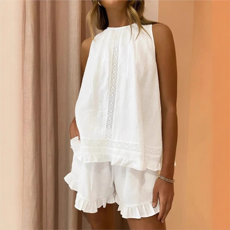 Nouvel ensemble 2 pièces d'été - Elastic Lace Trim avis et prix