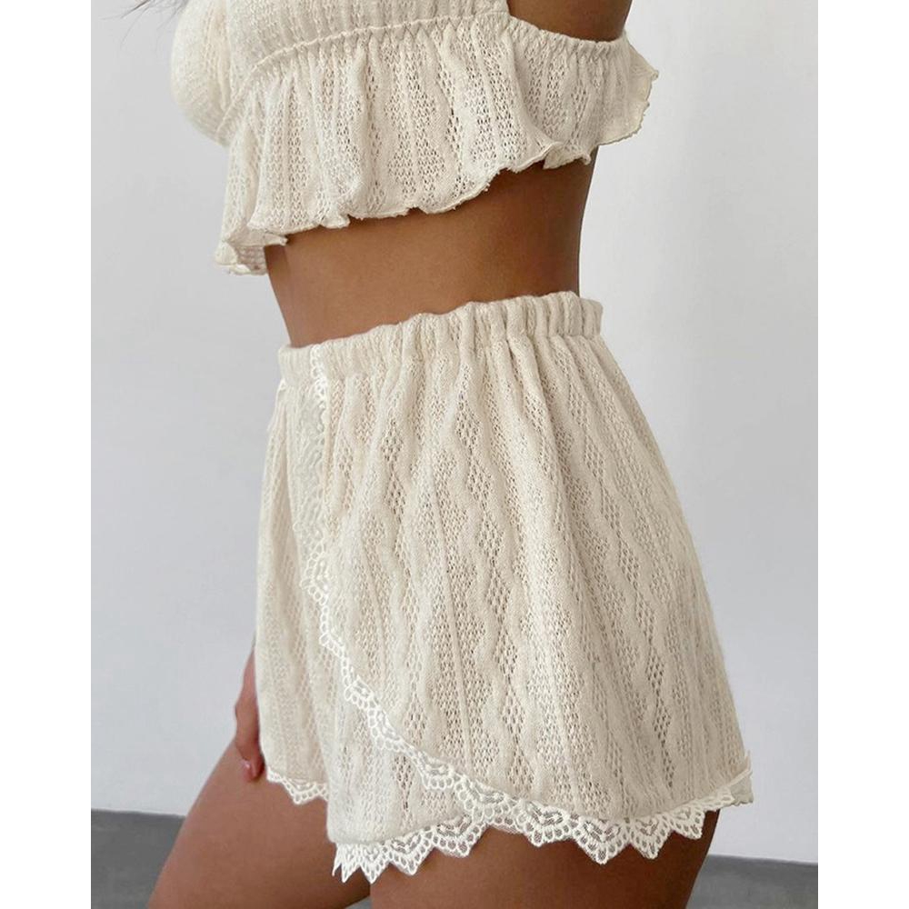 Ensemble de haut camisole text - Elastic Lace Trim avis et prix